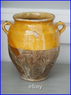 Antique French Confit Pot Glazed Pottery Terracotta Earthenware Faience