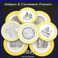 Antique French Creil Faience 4pc 9 5/8 Cabinet Plate Set, Histoire Romaine