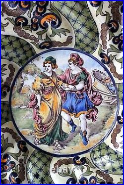 Antique French Desvres Fourmaintraux Freres faience decorative plates 19th c