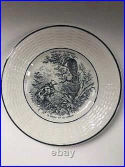 Antique French Fables Plates SET OF 4 Digoin Sarreguemines Transferware