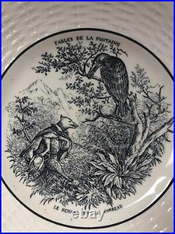 Antique French Fables Plates SET OF 4 Digoin Sarreguemines Transferware