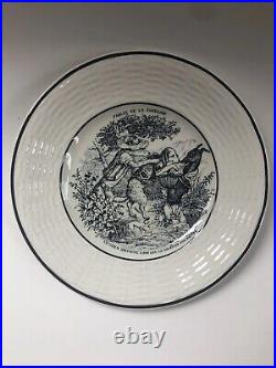 Antique French Fables Plates SET OF 4 Digoin Sarreguemines Transferware