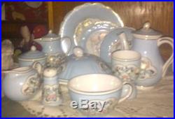 Antique French Faience 15 Breakfast Tea Set attrib. Veuve Perrin Pottery France