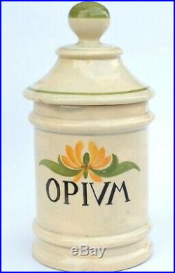Antique French Faience Apothecary Opium Lidded Jar Albarello da Farmacia