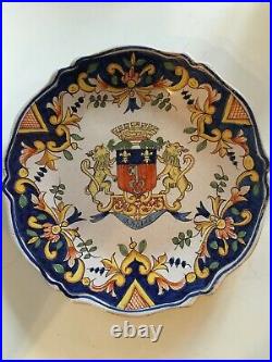 Antique French Faience Armorial Plate Angers