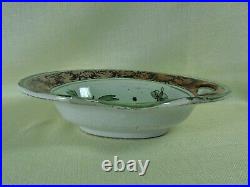 Antique French Faience Barber Bowl Tin Glazed With Birds Insects Flowers 19th C