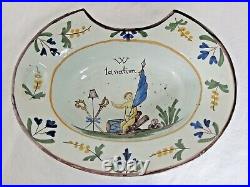 Antique French Faience Barbers Bowl, Shaving Bowl, Circa 1820