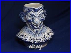 Antique French Faience CLOWN FACE JUG HARLEQUIN 1885 Desvres S/S Fourmaintraux