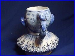 Antique French Faience CLOWN FACE JUG HARLEQUIN 1885 Desvres S/S Fourmaintraux