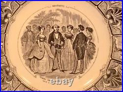 Antique French Faience Calendar Plate 1856, Black on White