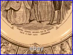 Antique French Faience Calendar Plate 1856, Black on White