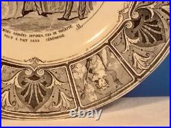 Antique French Faience Calendar Plate 1856, Black on White