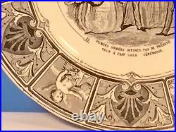 Antique French Faience Calendar Plate 1856, Black on White