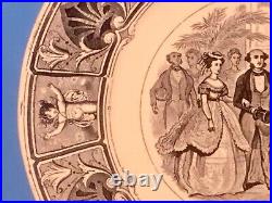Antique French Faience Calendar Plate 1856, Black on White