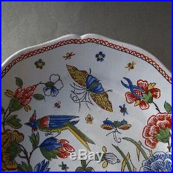 Antique French Faience Charger Cornucopia Butterflies Fourmaintraux Freres HP