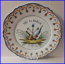 Antique French Faience Charger/Plate French Revolution Vive'W' la nation