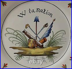 Antique French Faience Charger/Plate French Revolution Vive'W' la nation
