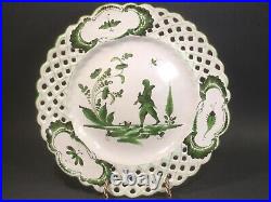 Antique French Faience Chinoiserie Plate c. 1800's Chinaman Holding Dove