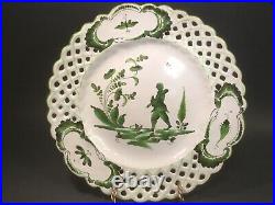 Antique French Faience Chinoiserie Plate c. 1800's Chinaman Holding Dove