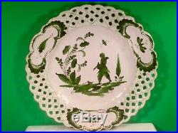 Antique French Faience Chinoiserie Plate c. 1800's Chinaman Holding Dove b