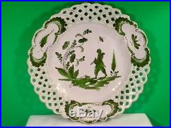 Antique French Faience Chinoiserie Plate c. 1800's Chinaman Holding Dove b