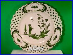Antique French Faience Chinoiserie Plate c. 1800's Chinaman Holding Pipe a