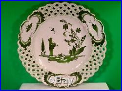 Antique French Faience Chinoiserie Plate c. 1800's Chinaman Holding Pipe b