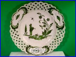Antique French Faience Chinoiserie Plate c. 1800's Chinaman Holding Pipe b