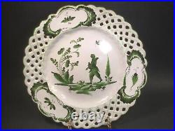 Antique French Faience Chinoiserie Plate c. 1800's Monk Holding Dove