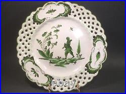 Antique French Faience Chinoiserie Plate c. 1800's Monk Holding Dove