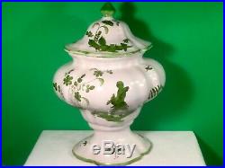 Antique French Faience Chinoiserie Urn c. 1800's Chinaman Holding Dove, Pipe a