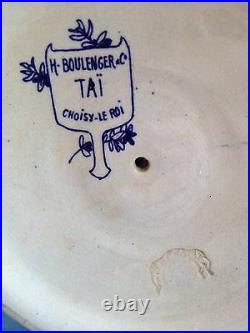 Antique French Faience Choisy-Le-Roi Hautin Boulenger Thai Comport Tazza Tai