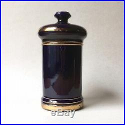 Antique French Faience Cobalt Blue Apothecary Jar, Keller & Guerin, Late 19th C