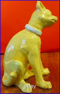 Antique French Faience Dog Figurine Mosanic Des Vres Galle Perfect