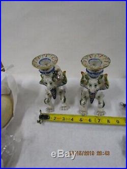 Antique French Faience Dragon Candelsticks