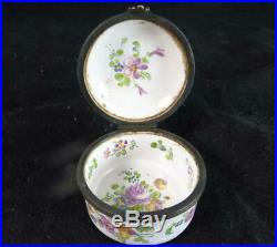 Antique French Faience Enamel Snuff Box Marseille Flowers