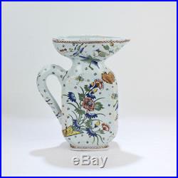 Antique French Faience Ewer Or Pitcher Sincerny or Rouen PT
