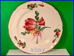 Antique French Faience Floral Plate circa 1800's Tulips, Bellflowers, Buttercups