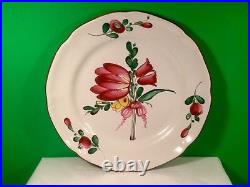 Antique French Faience Floral Plate circa 1800's Tulips, Bellflowers, Buttercups