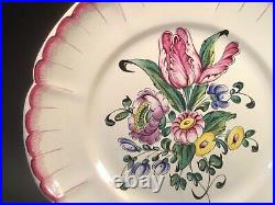 Antique French Faience Flower Bouquet Plate circa 1890 -1920