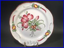 Antique French Faience Flowers Bouquet Plate