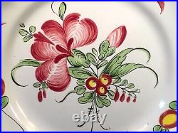 Antique French Faience Flowers Bouquet Plate