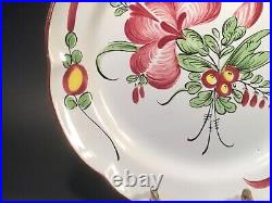 Antique French Faience Flowers Bouquet Plate