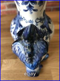 Antique French Faience Fourmaintraux Faience Large 4 -footed Vase (signed)