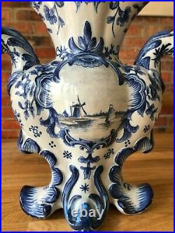 Antique French Faience Fourmaintraux Faience Large 4 -footed Vase (signed)