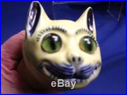 Antique French Faience Galle' Large 10 Long Whimsical Cat Nodder Chip Re-glued