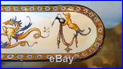 Antique French Faience Gien Pen Tray, Beautiful Grotesque Renaissance Beautiful