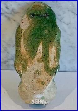 Antique French Faience Green Benetier Holy Water Wall Font 19th C