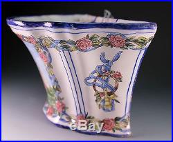 Antique French Faience Hand Painted Artist Signed Hanging Bough Pot