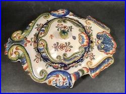 Antique French Faience Hand Painted Covered Butter or Cheese Server c. 1800's